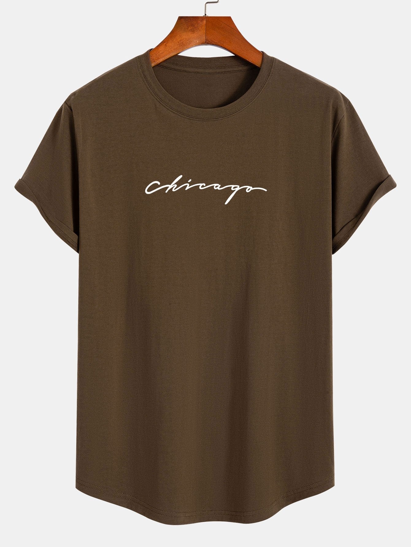 Chicago Print Cotton Arc Hem T-Shirt