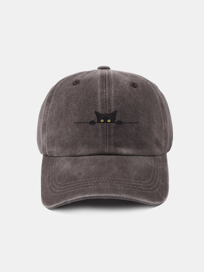 Black Cat Pattern Classic Retro Washed Distressed Cotton Baseball Cap