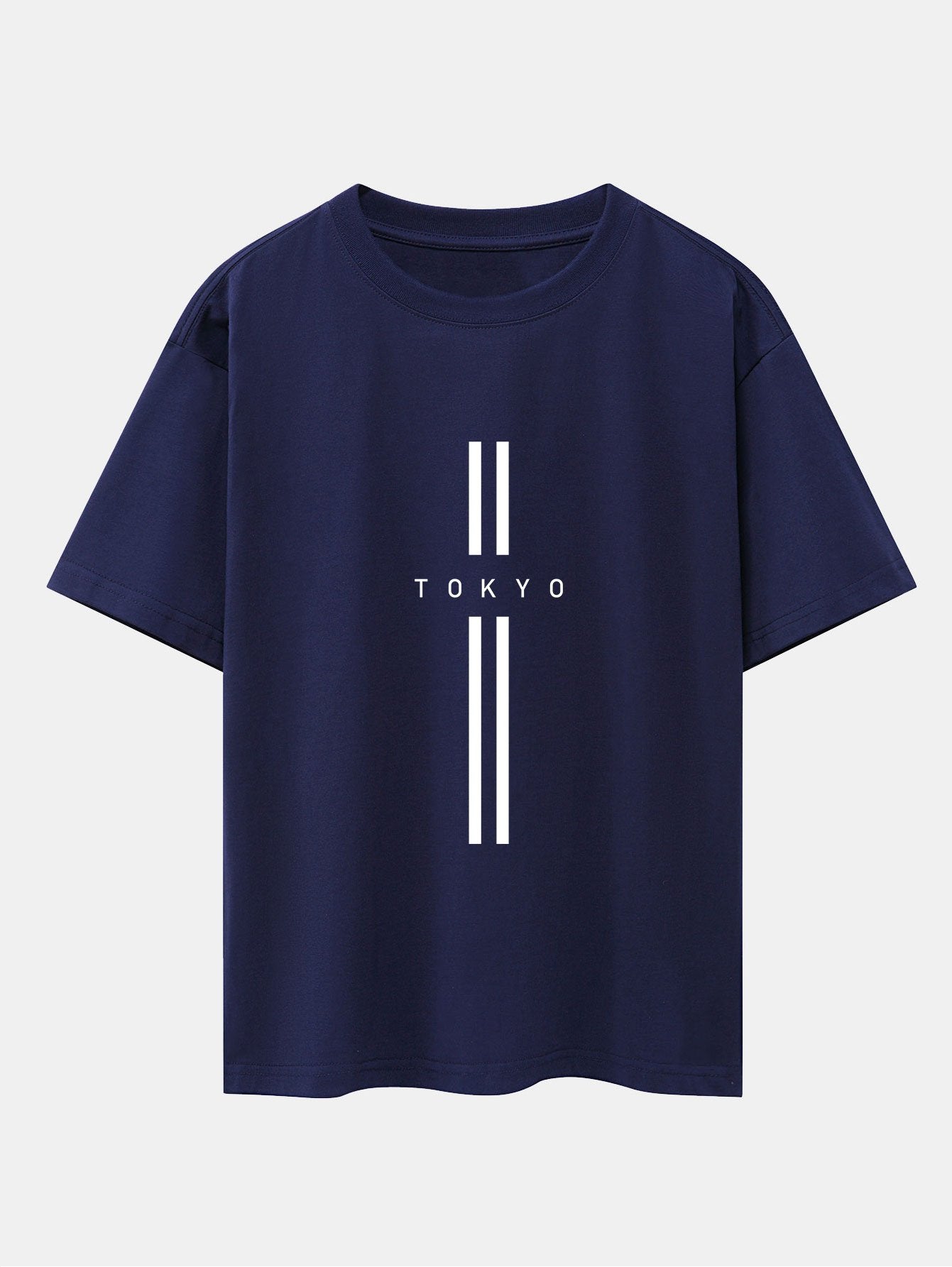 Stripe Tokyo Print Drop Shoulder Oversize T-Shirt