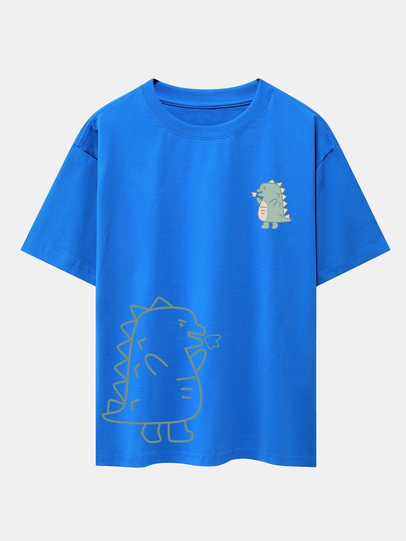 Fire-breathing Dinosaur Print Drop Shoulder Oversize T-Shirt