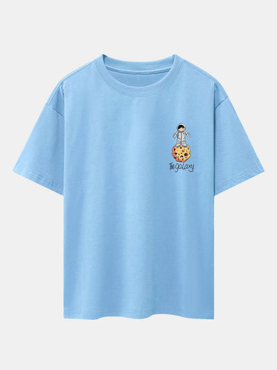 Galaxy Astronaut Print Drop Shoulder Oversize T-Shirt