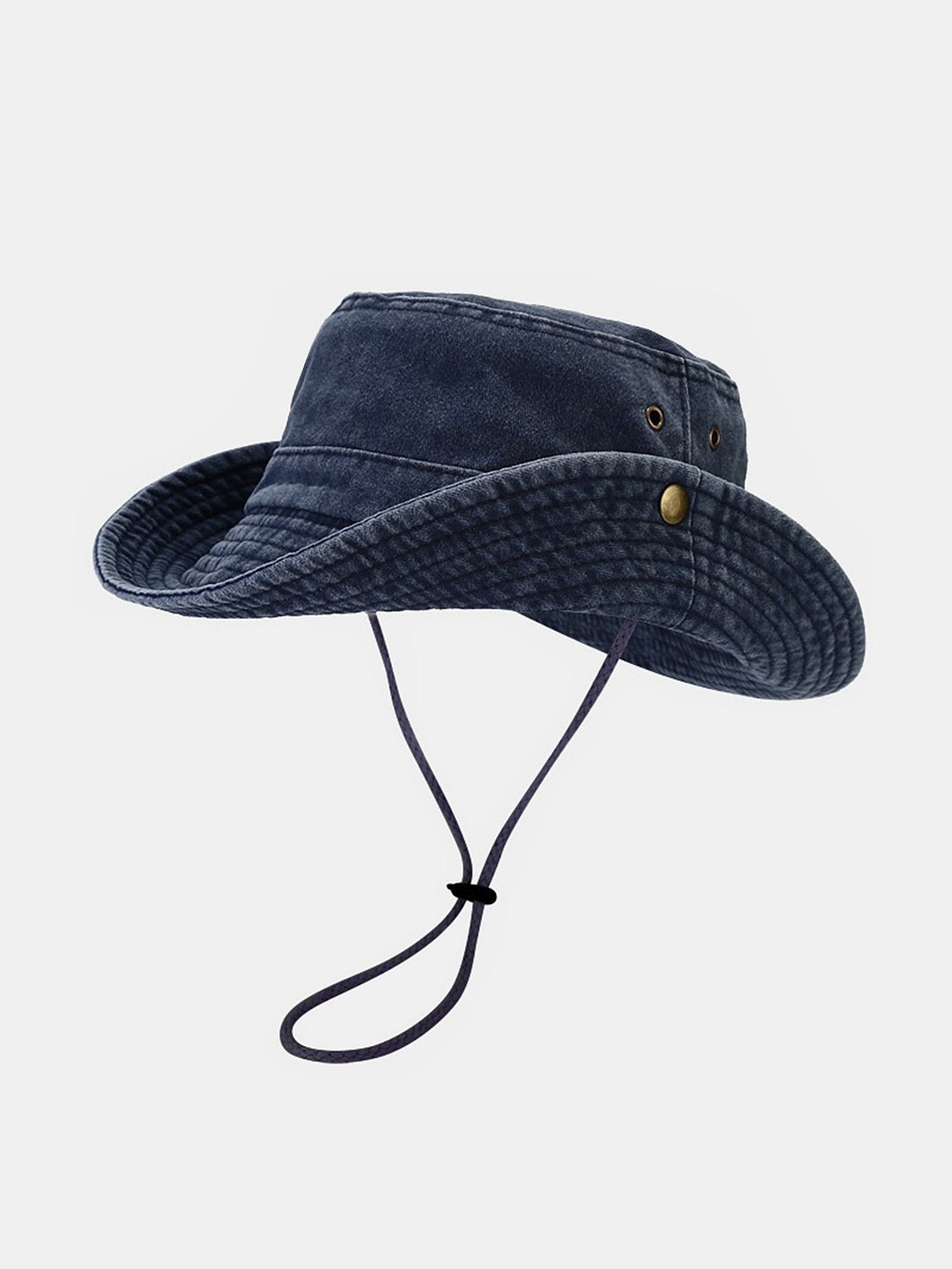 Washed Distressed Bucket Hat With Chin Strap