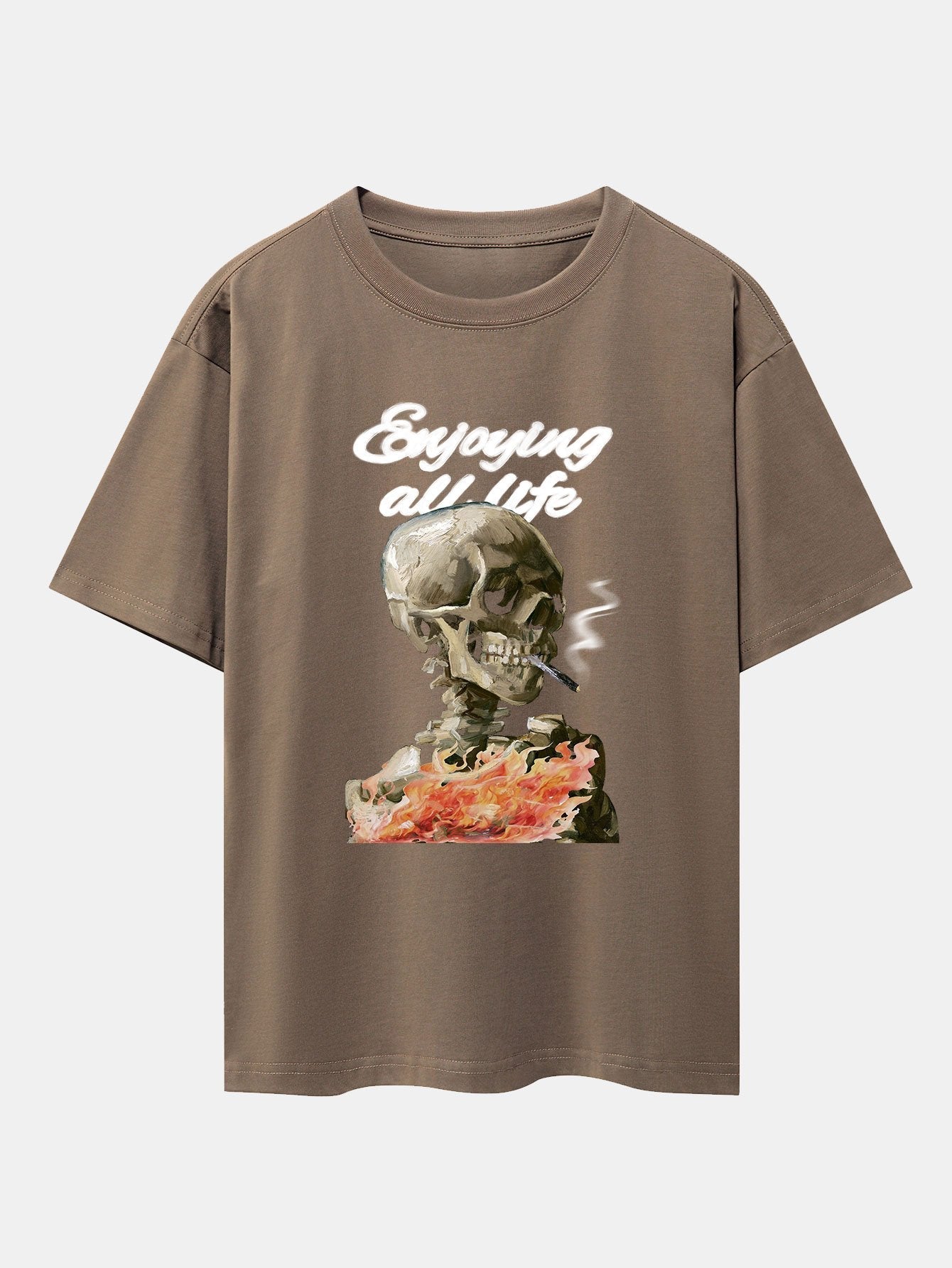 Skeleton Print Drop Shoulder Oversize T-Shirt