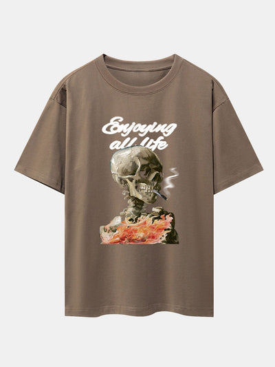 Skeleton Print Drop Shoulder Oversize T-Shirt