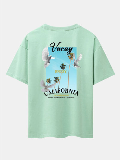 California Dove Back Print Drop Shoulder Oversize T-Shirt