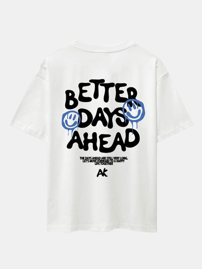 Smiley Slogan Back Print Drop Shoulder Oversize T-Shirt