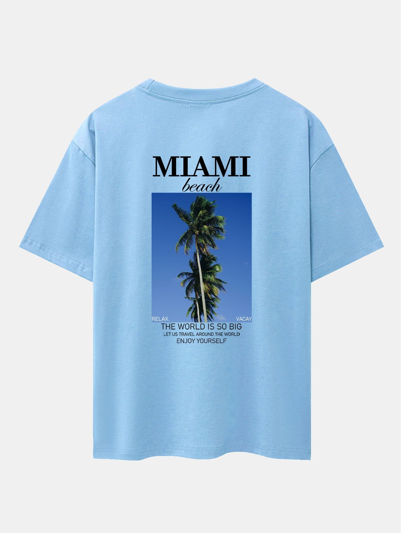 Miami Palm Tree Back Print Drop Shoulder Oversize T-Shirt