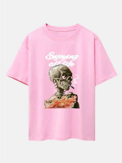 Skeleton Print Drop Shoulder Oversize T-Shirt