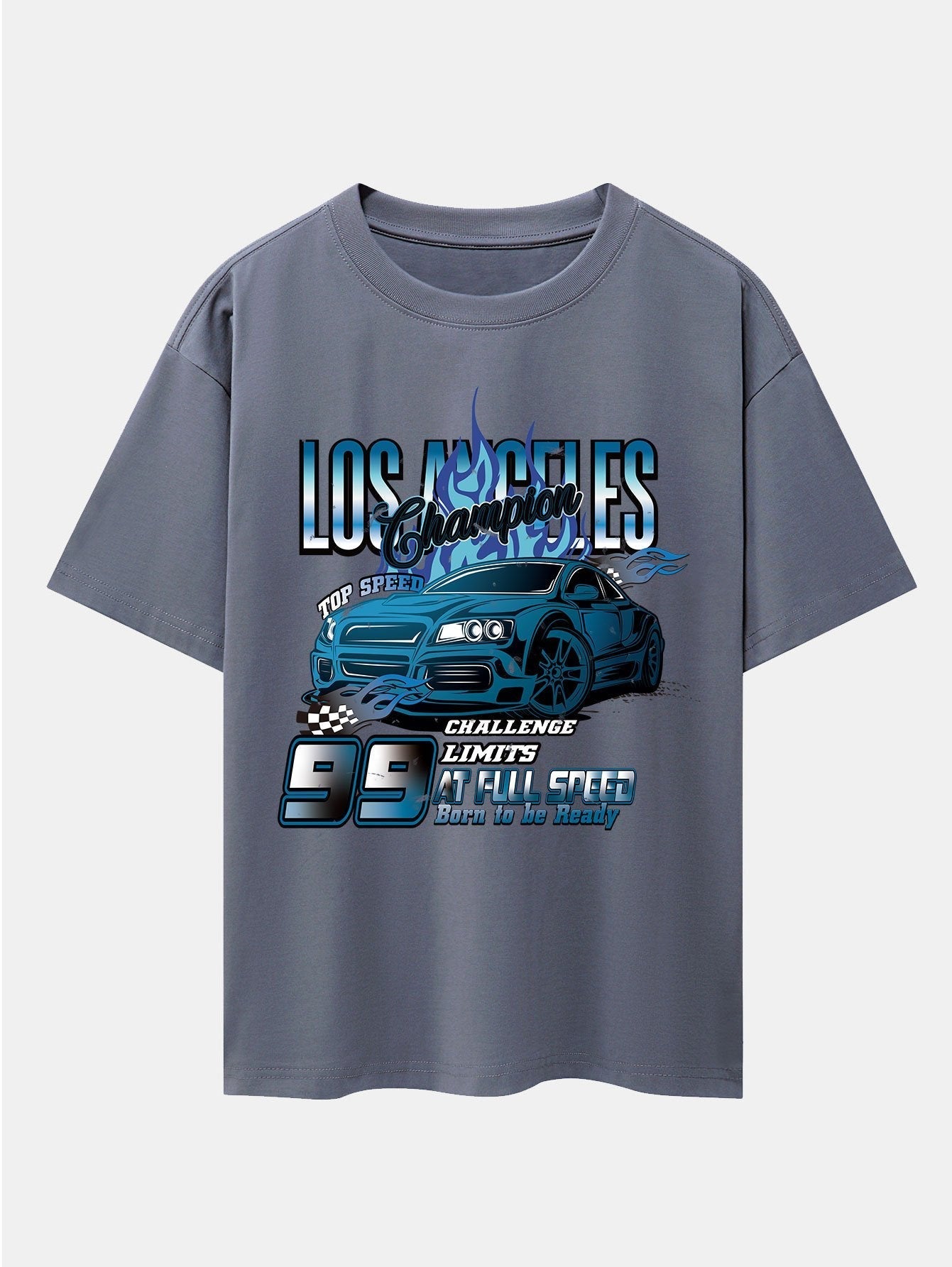 Los Angeles Car Print Drop Shoulder Oversize T-Shirt