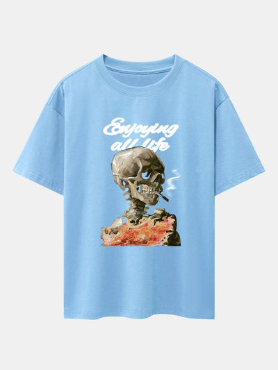 Skeleton Print Drop Shoulder Oversize T-Shirt