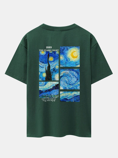 The Starry Night Back Print Drop Shoulder Oversize T-Shirt