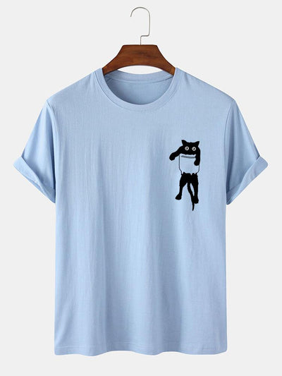 Pocket Cat Print T-Shirt