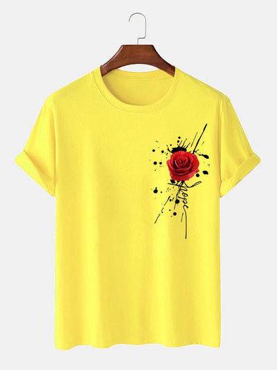 Splash Ink Rose Print T-Shirt