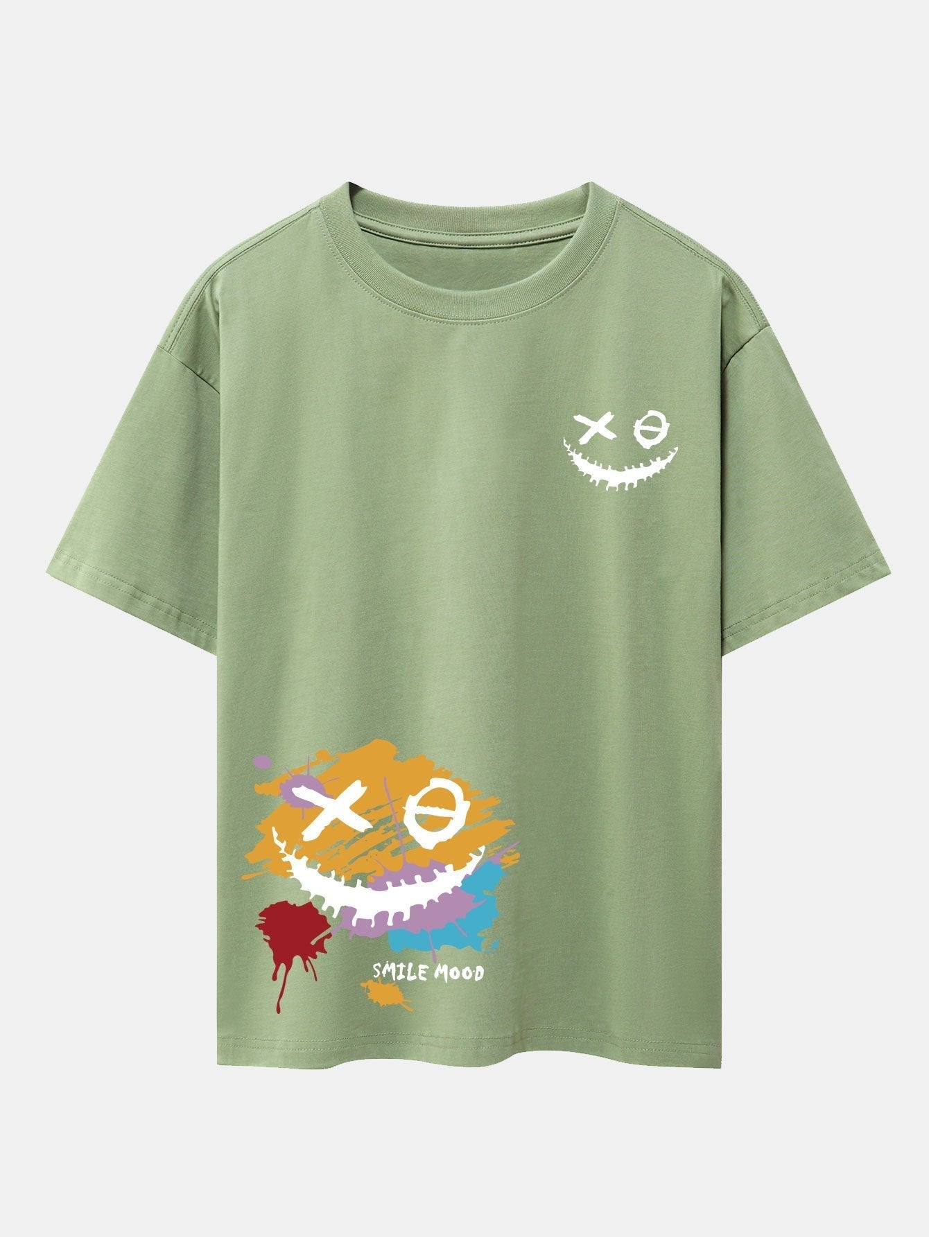 Graffiti Smiley Face Print Drop Shoulder Oversize T-Shirt