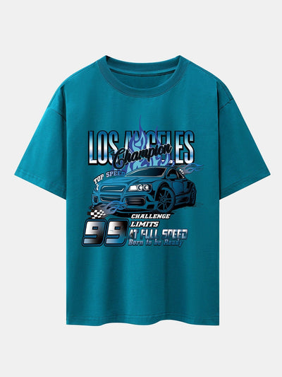 Los Angeles Car Print Drop Shoulder Oversize T-Shirt