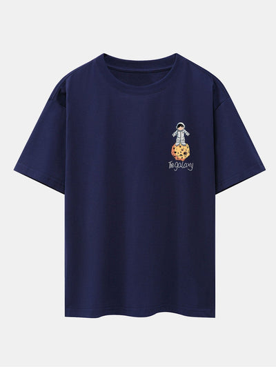 Galaxy Astronaut Print Drop Shoulder Oversize T-Shirt