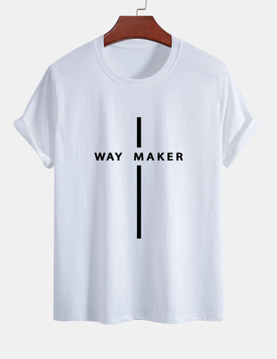 Regular Fit Way Maker Stripe Print Cotton T-Shirt