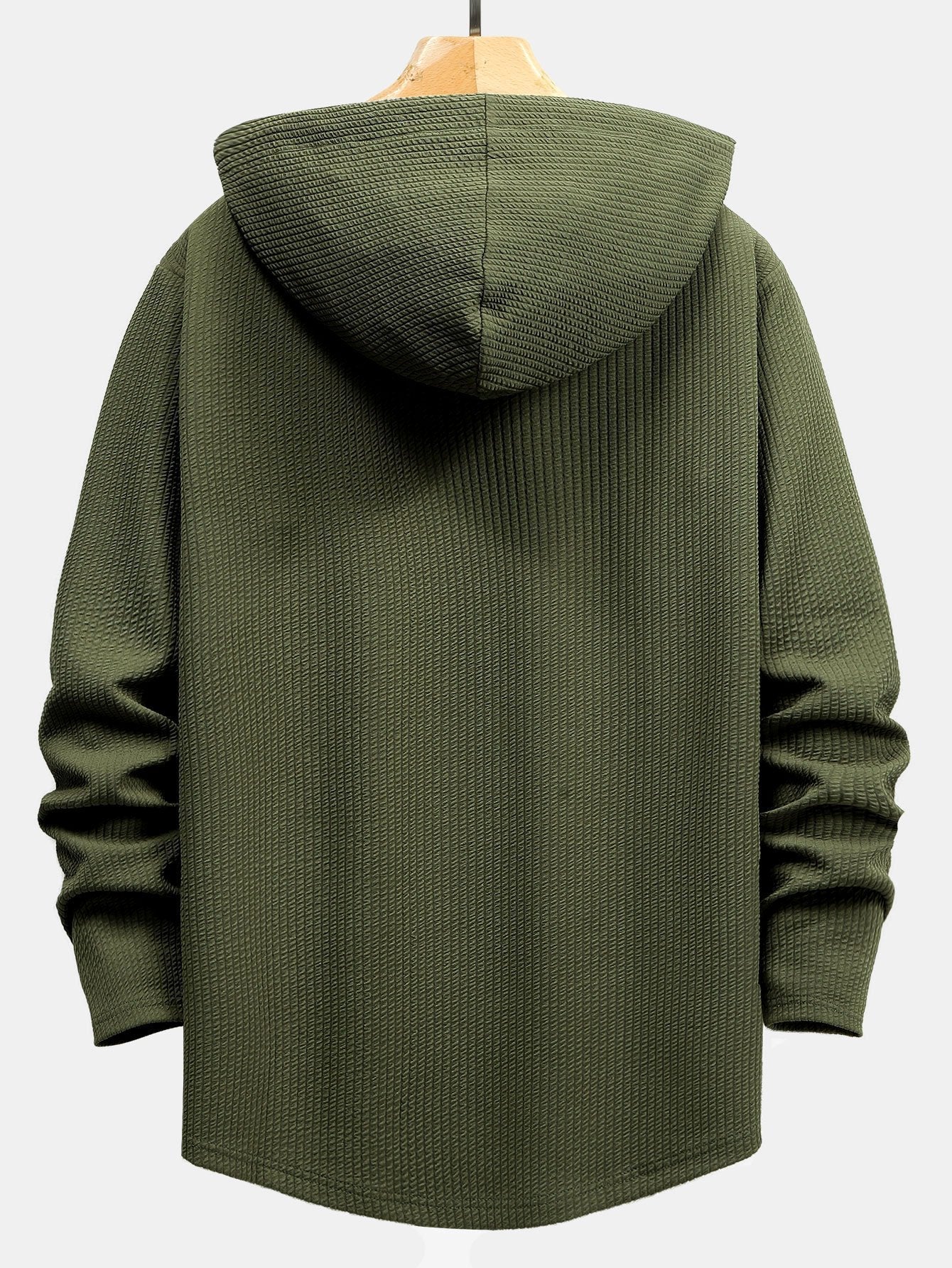 3 Pieces Long Sleeve Muscle Fit Ribbed Arc Hem Hooded T-Shirts