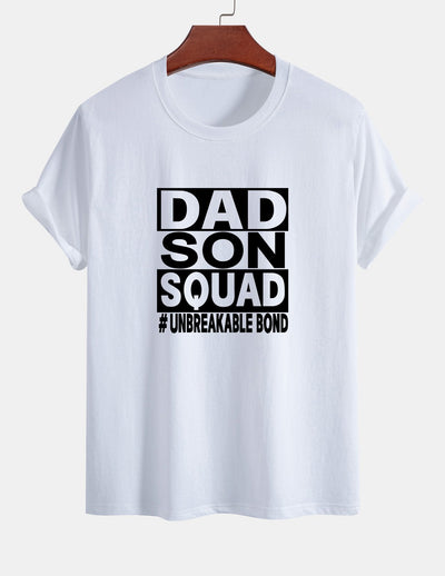 Regular Fit Dad And Son Squad Print Cotton T-Shirt