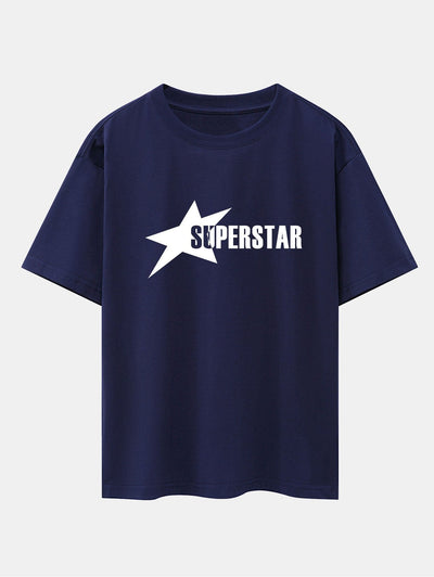 Superstar Print Drop Shoulder Oversize T-Shirt