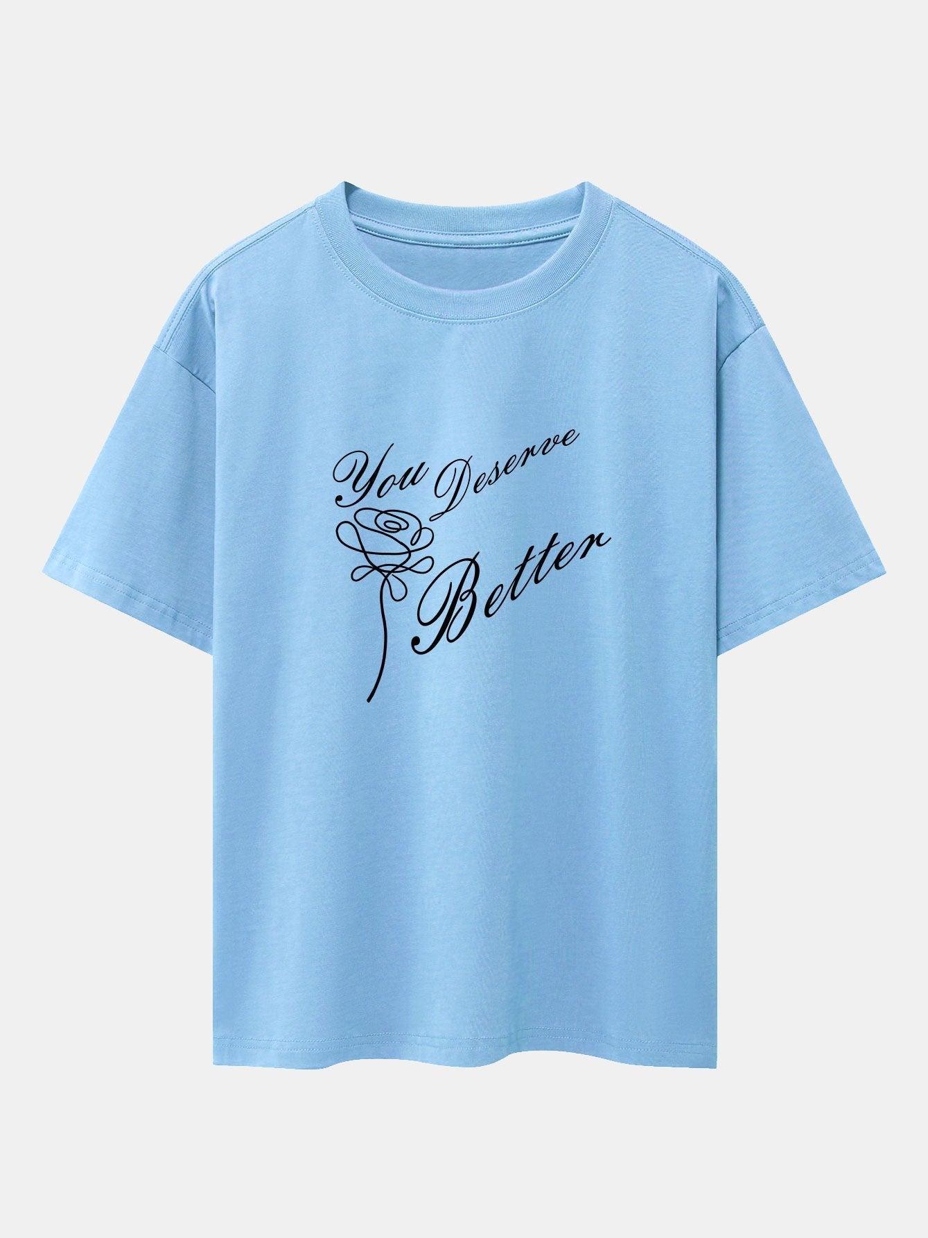 Rose Slogan Print Drop Shoulder Oversize T-Shirt