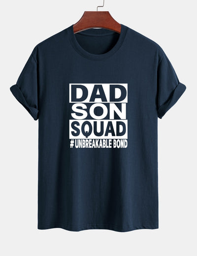 Regular Fit Dad And Son Squad Print Cotton T-Shirt