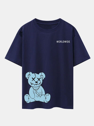 Worldwide Bear Print Drop Shoulder Oversize T-Shirt