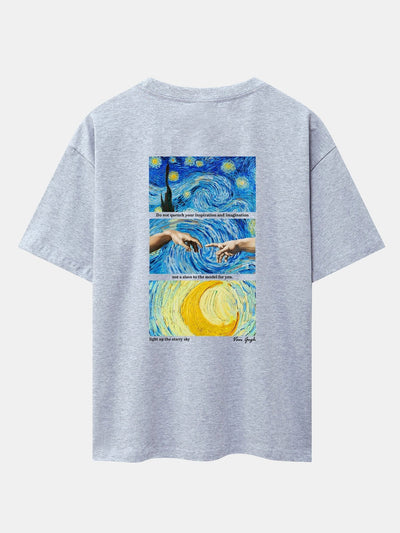 The Starry Night Back Print Drop Shoulder Oversize T-Shirt