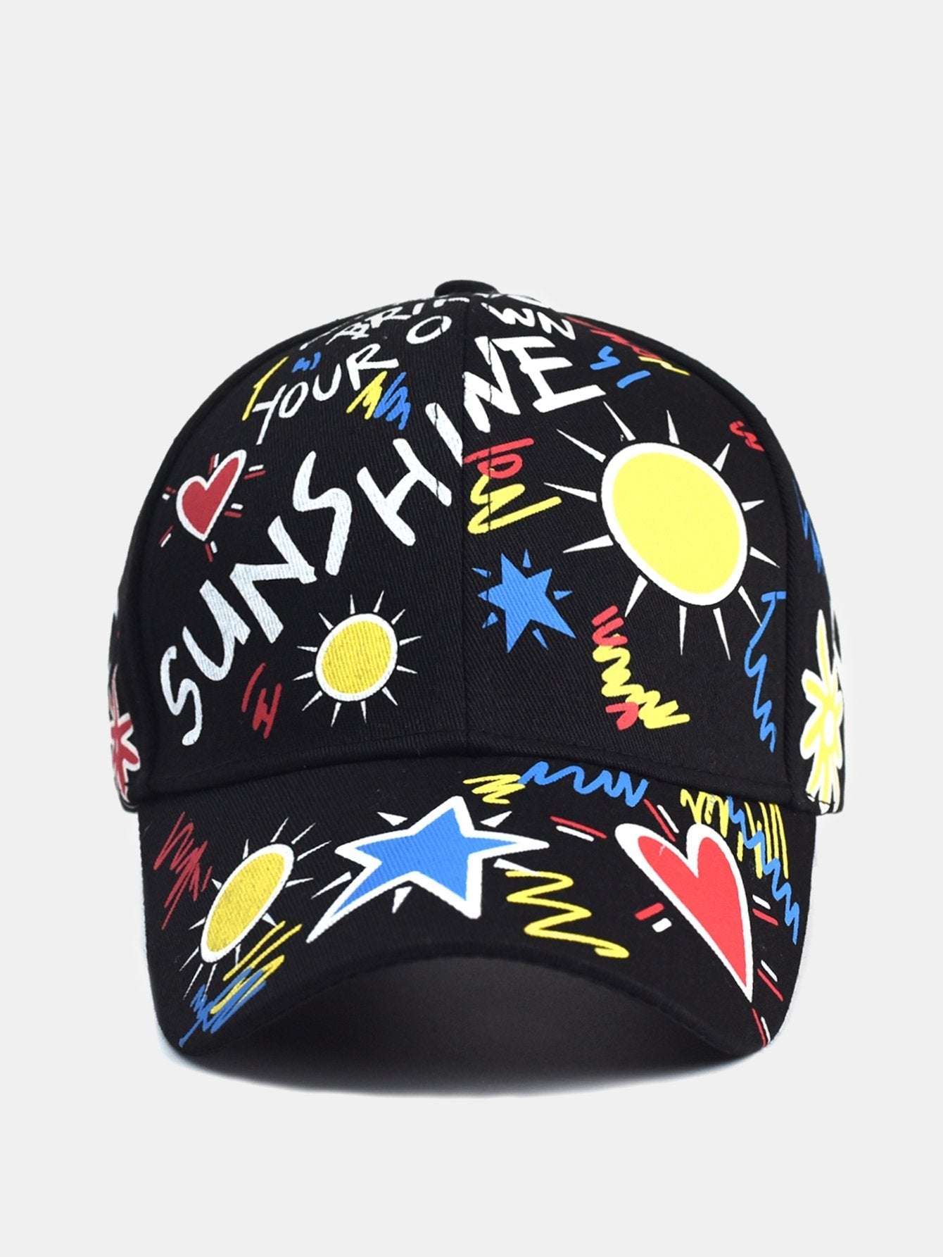 Hip Hop Graffiti Sun Slogan Pattern Baseball Cap