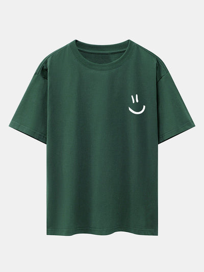 3 Pieces Smiley Face Print Drop Shoulder Oversize T-Shirts