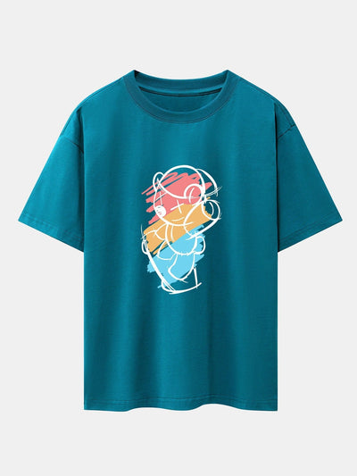 Graffiti Skateboard Bear Print Drop Shoulder Oversize T-Shirt