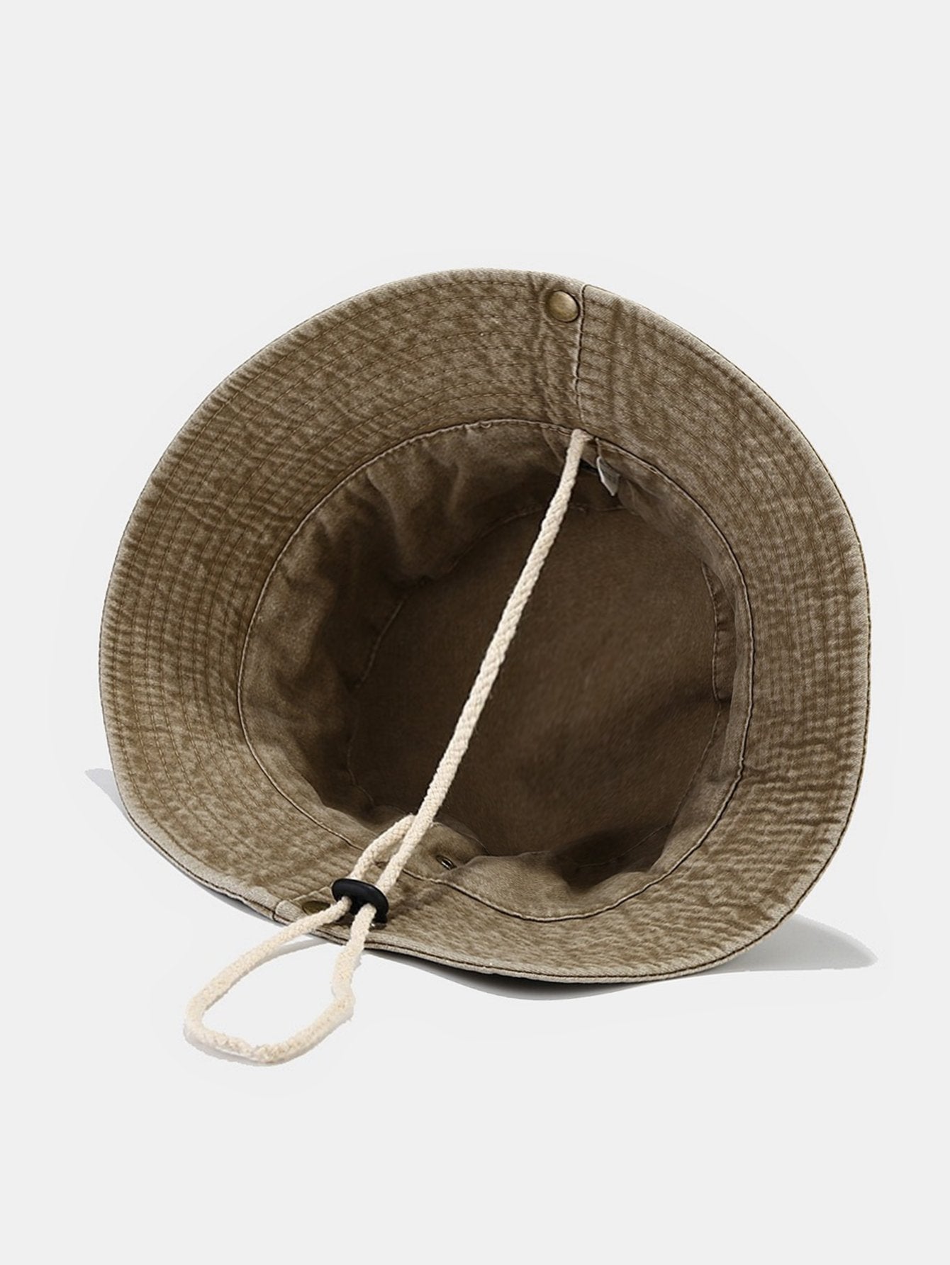 Washed Distressed Bucket Hat With Chin Strap