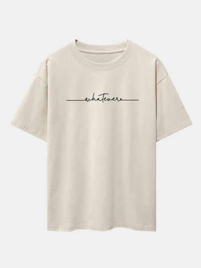 Handwritten Word Print Drop Shoulder Oversize T-Shirt
