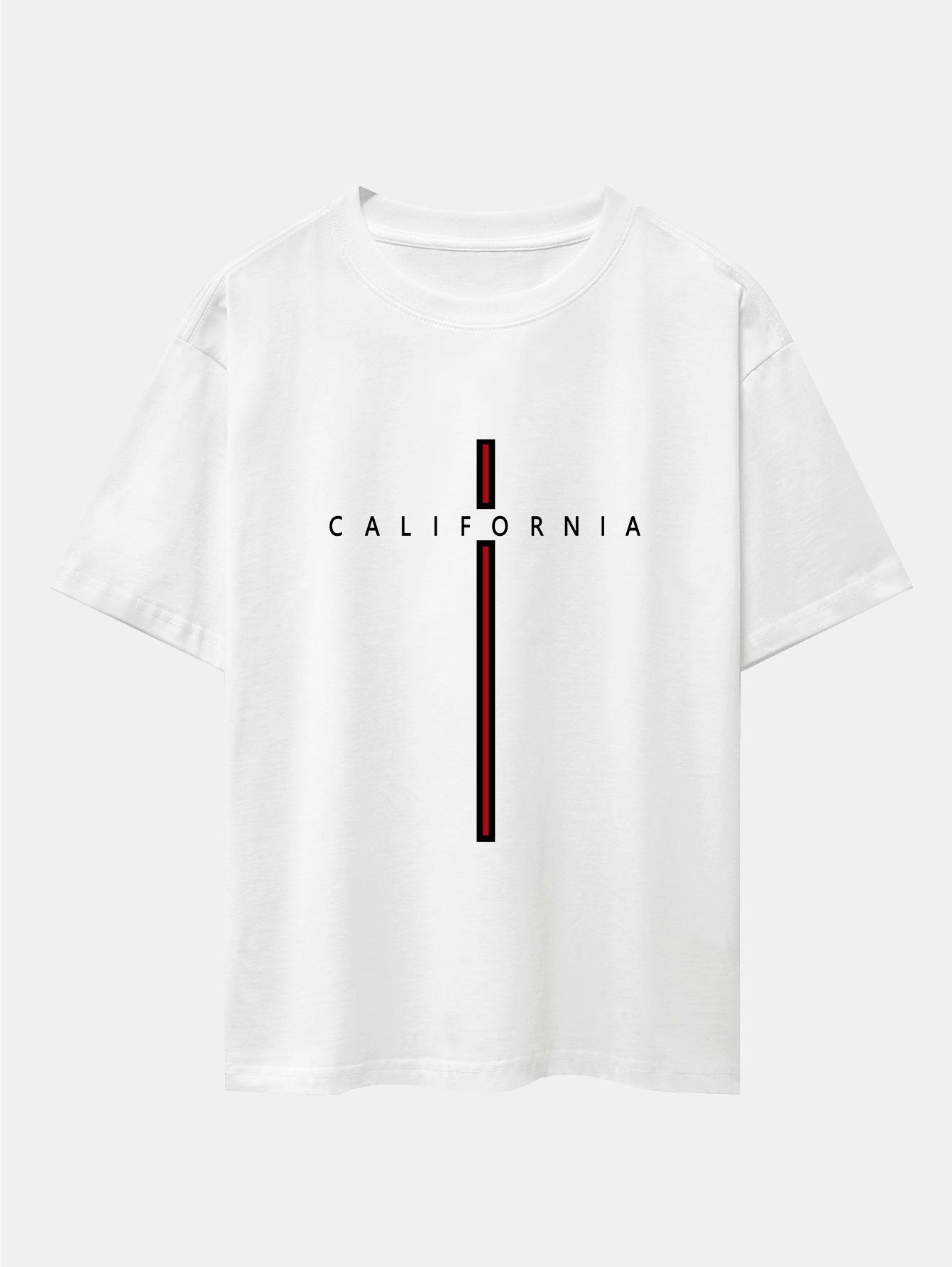 California Stripe Print Drop Shoulder Oversize T-Shirt