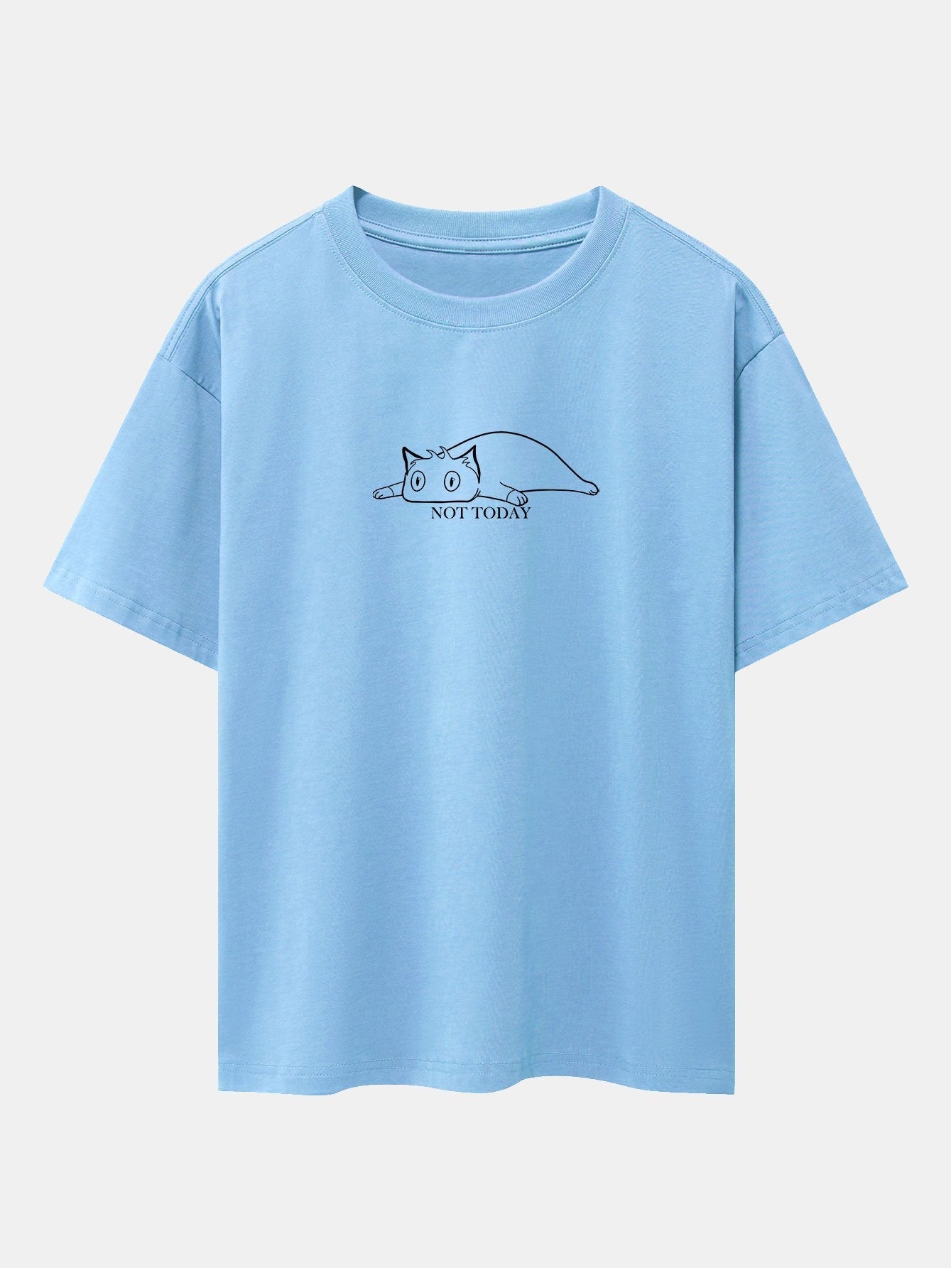 Not Today Lazy Cat Print Drop Shoulder Oversize T-Shirt