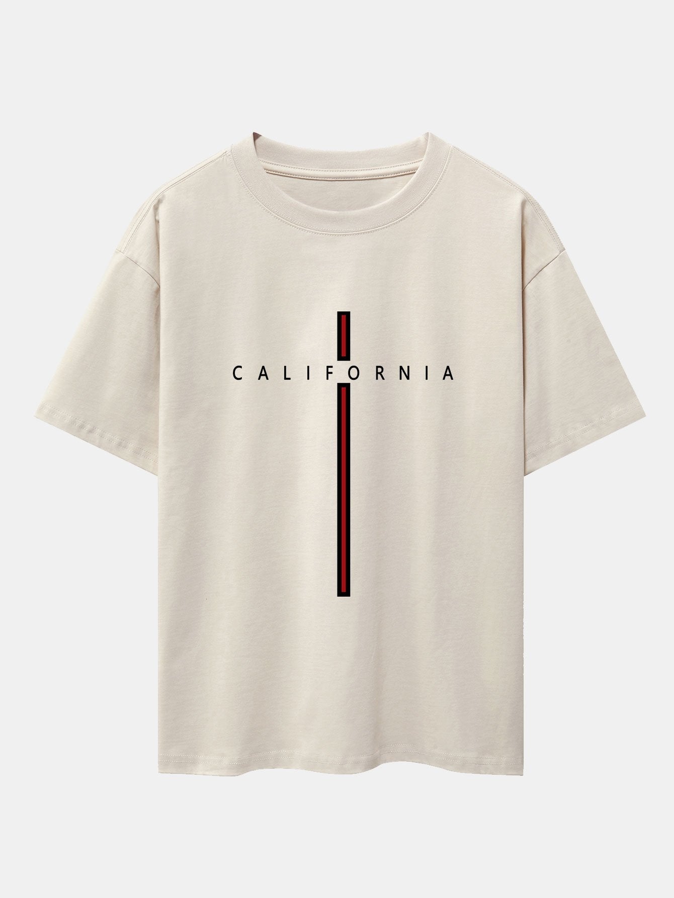 California Stripe Print Drop Shoulder Oversize T-Shirt