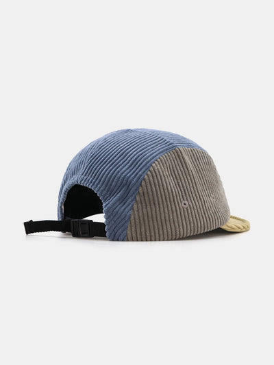 Slogan Pattern Color Block Corduroy Baseball Cap
