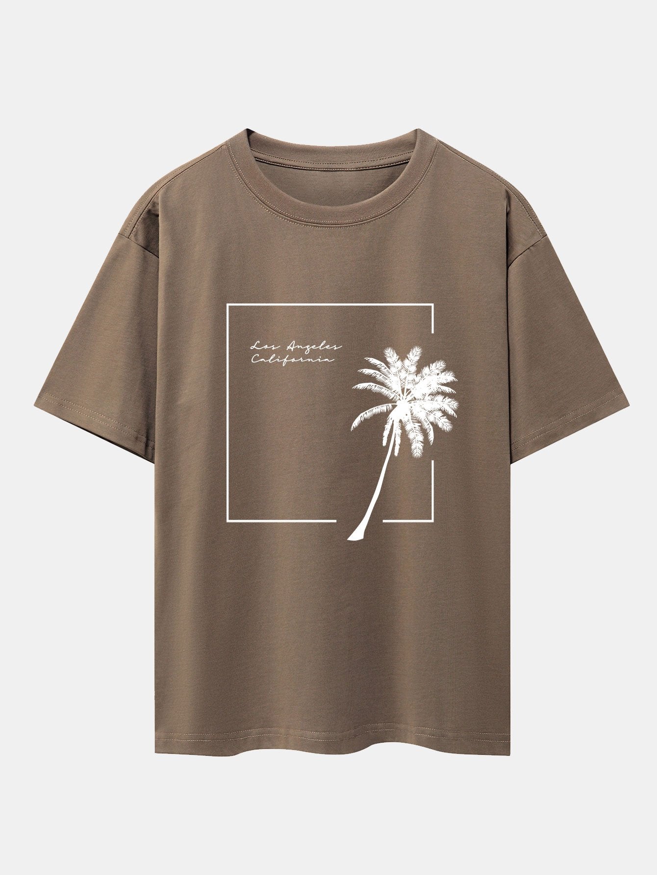 Los Angeles Palm Trees Print Drop Shoulder Oversize T-Shirt