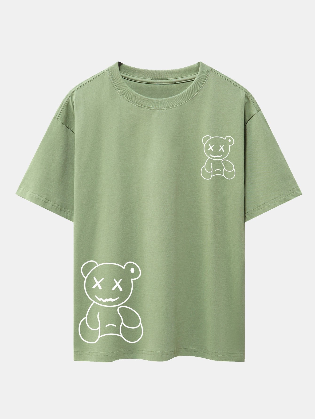 Bear line Print Drop Shoulder Oversize T-Shirt