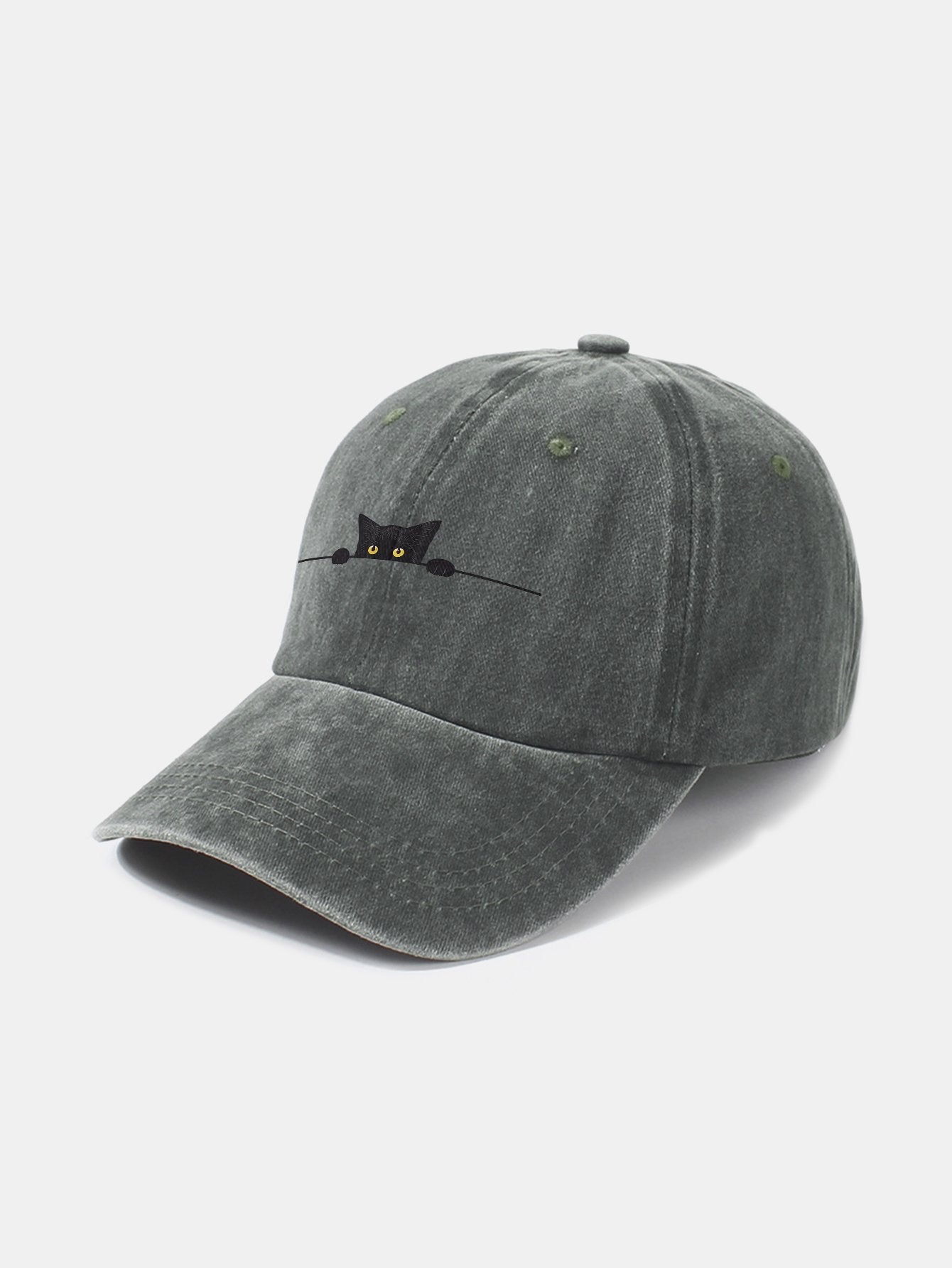 Black Cat Pattern Classic Retro Washed Distressed Cotton Baseball Cap