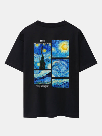 The Starry Night Back Print Drop Shoulder Oversize T-Shirt