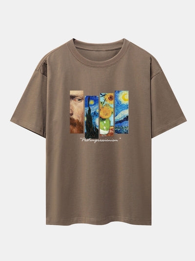 Starry Sky Sunflower Print Drop Shoulder Oversize T-Shirt