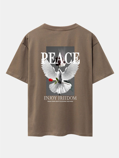 Dove Rose Slogan Back Print Drop Shoulder Oversize T-Shirt