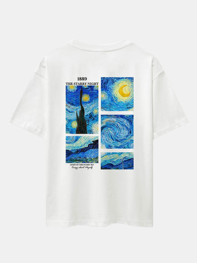 The Starry Night Back Print Drop Shoulder Oversize T-Shirt