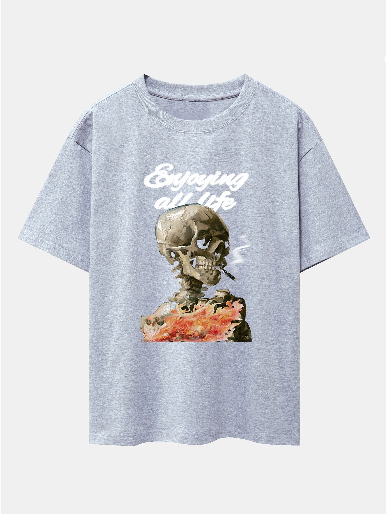 Skeleton Print Drop Shoulder Oversize T-Shirt
