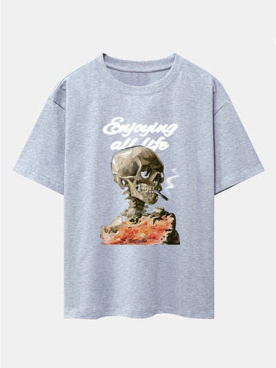 Skeleton Print Drop Shoulder Oversize T-Shirt