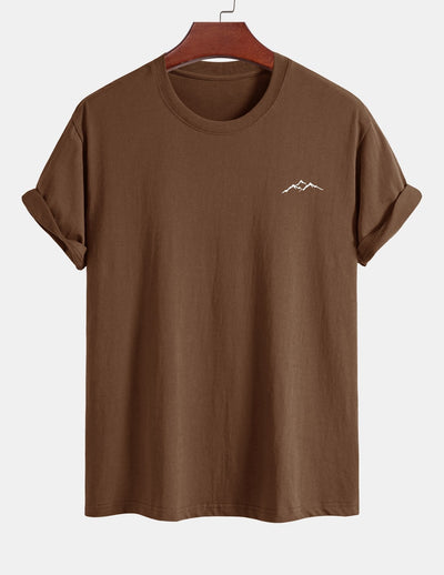 Regular Fit Mountains Print Cotton T-Shirt