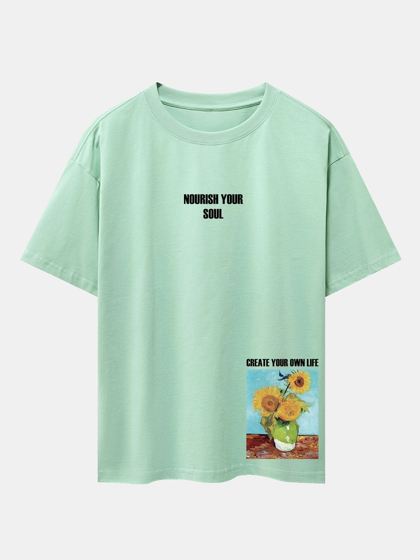 Sunflower Slogan Print Drop Shoulder Oversize T-Shirt