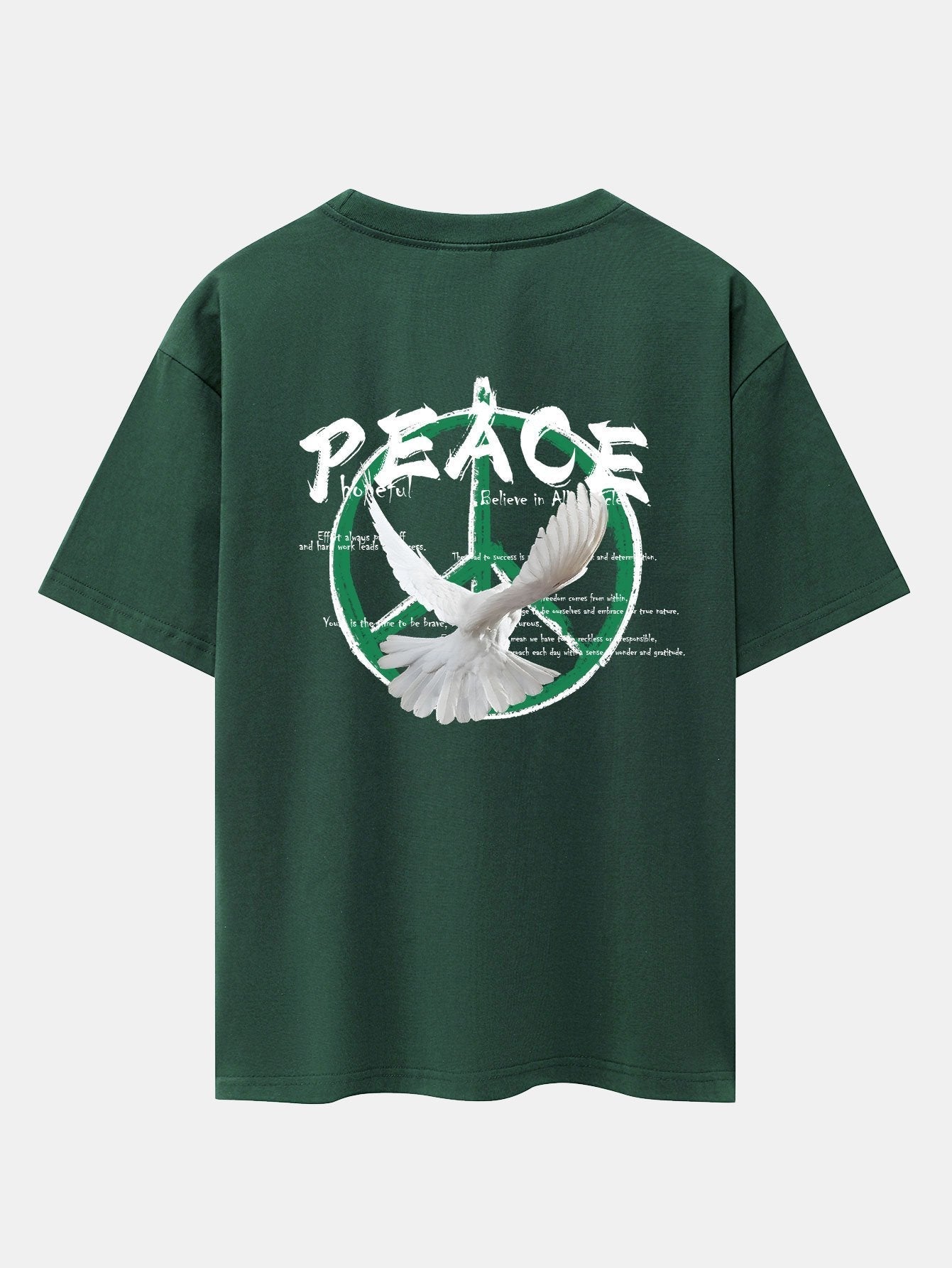 Dove With Peace Symbol Back Print Drop Shoulder Oversize T-Shirt