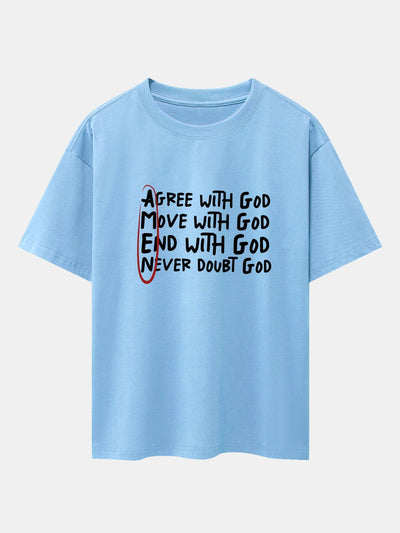 Circled Slogan Print Drop Shoulder Oversize T-Shirt